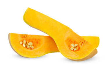 Sliced butternut isolated on white background.
