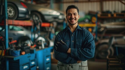The confident car mechanic