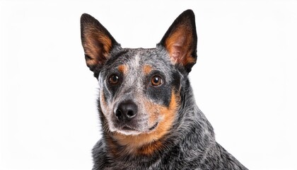 オーストラリアン・キャトル・ドッグのポートレート（Australian Cattle Dog portrait on white background）
