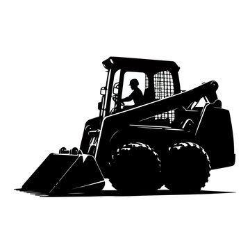 black skid steer loader silhouette clip art preview