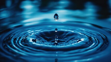 A drop falls on the water surface, forming circles on the water.