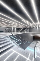 Obraz premium Modern Architecture Staircase With White Lights