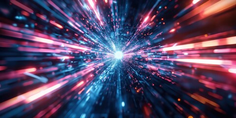 Futuristic Neon Tunnel with Vibrant Lights created by ai