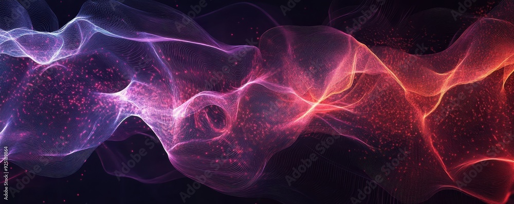 Poster abstract digital waves of red and purple hues create a vibrant and dynamic background. perfect for t