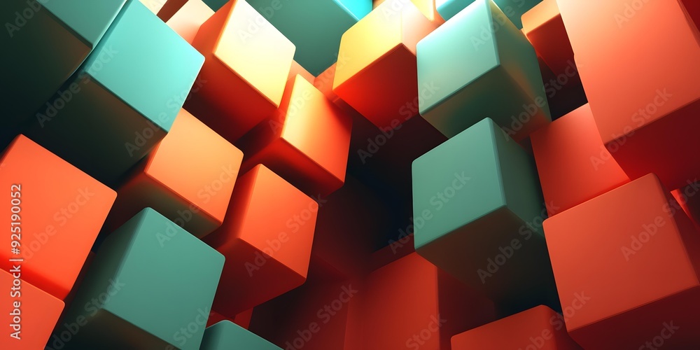 Poster abstract colorful 3d cubes background pattern