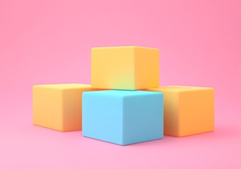 Obraz premium Colorful Geometric Shapes on Pink Background