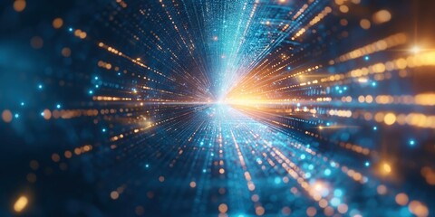 Obraz premium Futuristic Neon Tunnel with Vibrant Lights created by ai