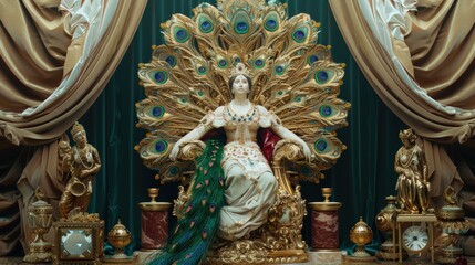 Fototapeta premium A Woman on a Peacock Throne