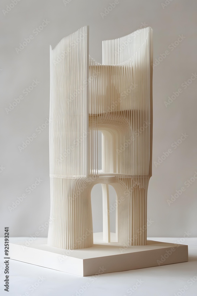 Poster white architectural model with curved lines and archways