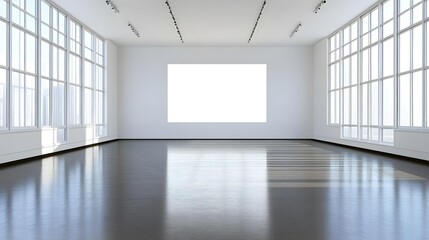 Empty Modern Gallery Interior With Large Window