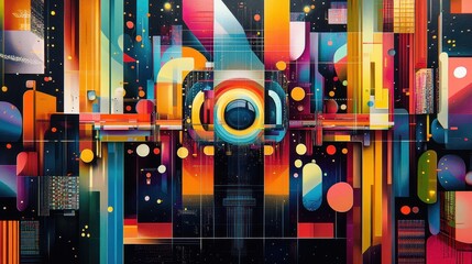 Abstract Geometric Art with Vibrant Colors