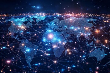 Global Digital Business Network Connection Illustration created with Generative AI