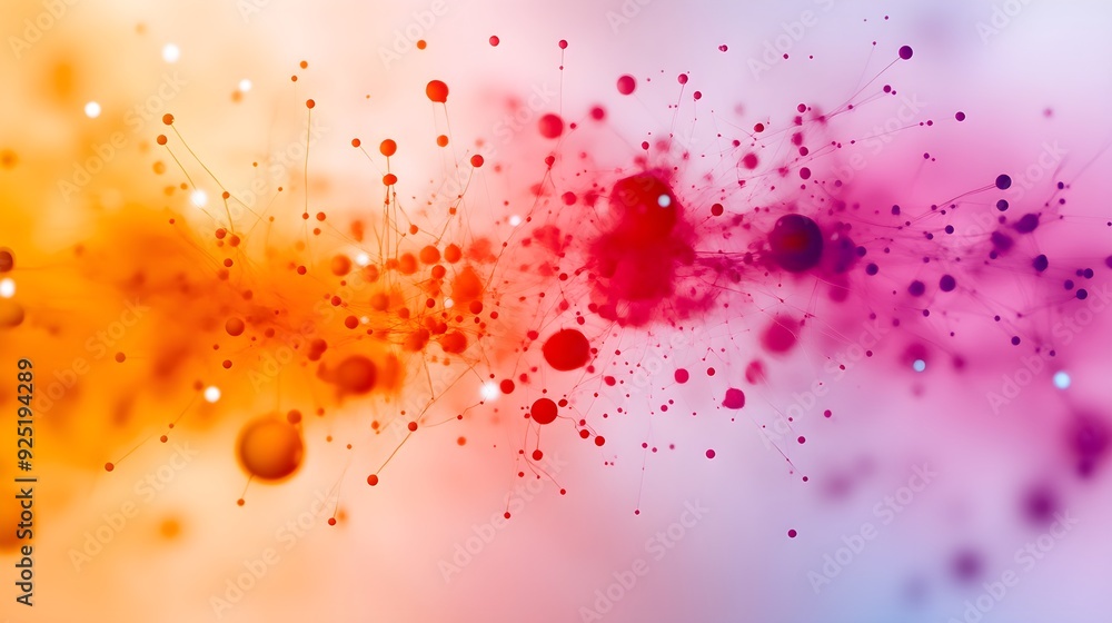 Poster a vibrant explosion of colors with soft gradients and abstract shapes, creating a dynamic and energe