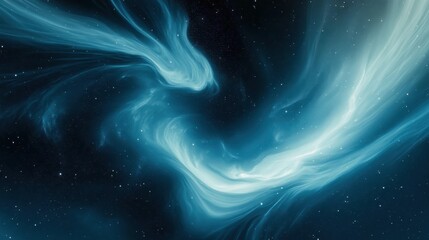 Fototapeta premium Mesmerizing abstract image of swirling blue and white light patterns against a starry backdrop, resembling cosmic or northern lights.