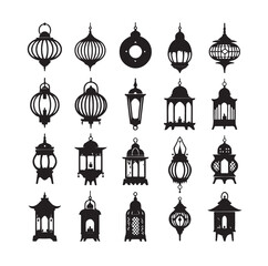 Collection of lantern silhouette vector illustration © MSTMIM