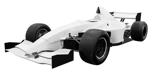 Front view white open wheel race car