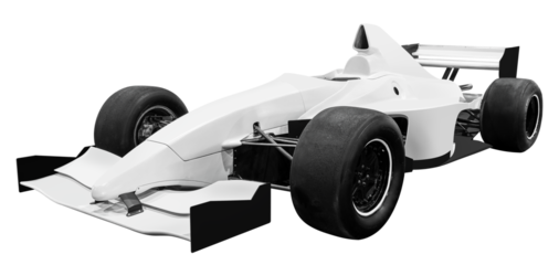 Front view white open wheel race car