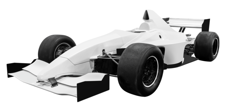 Front view white open wheel race car