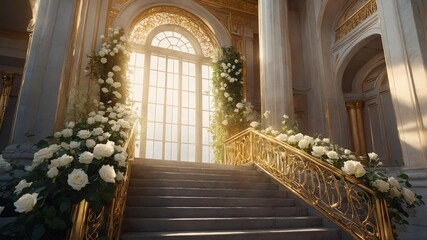 Fototapeta premium design a celestial luxurious stairway ascending into t background