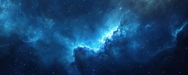 Stunning view of deep space with bright blue nebula and countless stars, perfect for backgrounds, science, and astronomy-related projects.