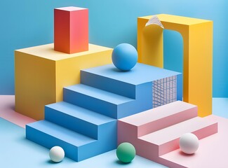 Abstract Geometric Shapes with Pastel Colors