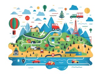 Illustrated Travel and Adventure Map