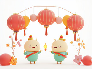 Naklejka premium Lantern festival graphics