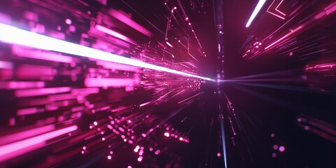 Fototapeta premium Futuristic Neon Tunnel with Vibrant Lights created by ai