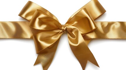 Fototapeta premium Golden ribbon and bow, cut out. 
