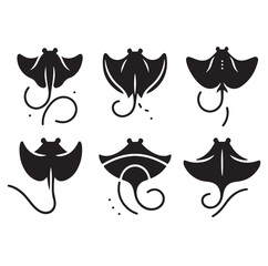 Stingray silhouette vector illustration set vector