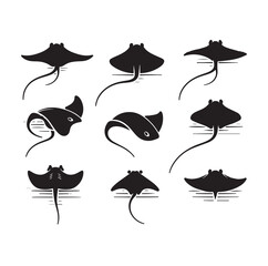 Stingray silhouette vector illustration set vector