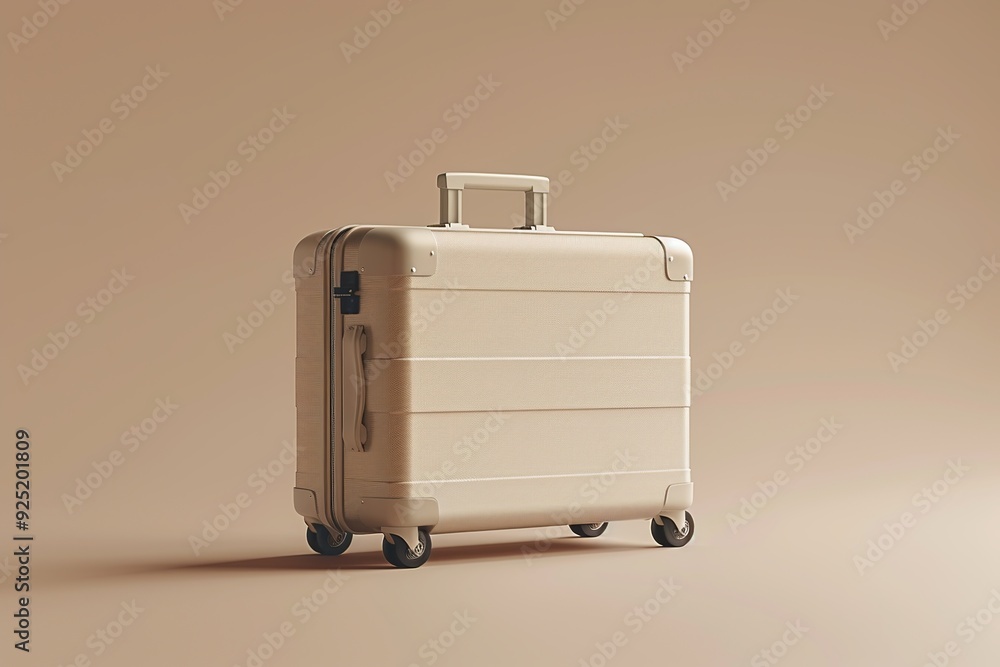 Aufkleber a minimalist 3d render of a travel suitcase icon, showcasing a compact and stylish design with smoot