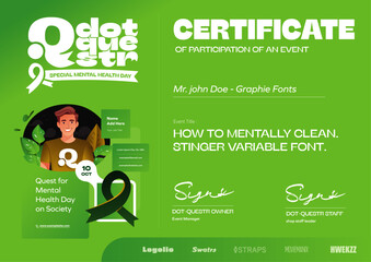 Dotquestr Mental Health Day Specials  - certificate - Quick Execution Designs Business Templates