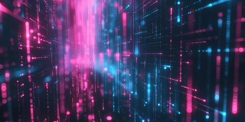 Fototapeta premium Futuristic Neon Tunnel with Vibrant Lights created by ai