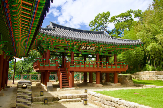 Elevated Traditional Pavilion with Ornate Architecture at Jukseoru in Samcheok