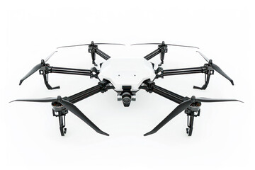 High-Detail 2D Illustration of Advanced Autonomous Drone with Multiple Rotors, Cameras, and Sensors on White Background