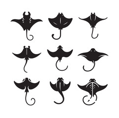 Stingray silhouette vector illustration set vector