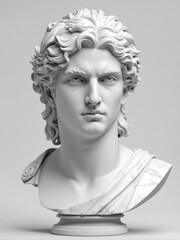 greek god apollo marble statue head bust isolated on a background