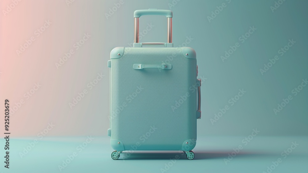 Aufkleber a minimalist 3d render of a travel suitcase icon, showcasing a compact and stylish design with smoot