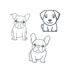  Cute Puppy line art illustration