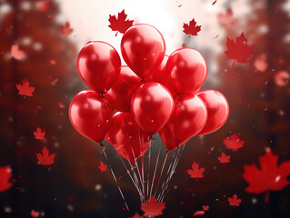 Attractive Flat design of canada day balloons background