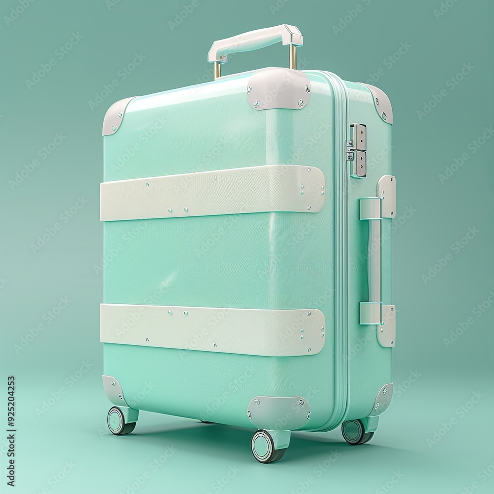 Aufkleber a minimalist 3d render of a travel suitcase icon, showcasing a compact and stylish design with smoot