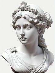 greek goddess hestia marble statue head bust isolated background