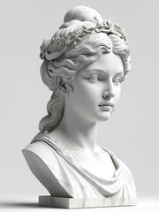 greek goddess hebe marble statue head bust isolated on background