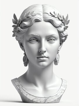 greek goddess artemis marble statue head bust isolated background