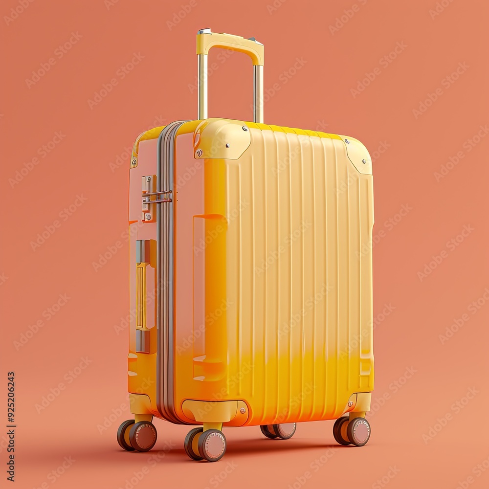Aufkleber a minimalist 3d render of a travel suitcase icon, showcasing a compact and stylish design with smoot