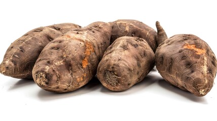 sweet potato, yam, isolated on white background, full depth of field 