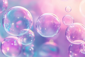 Naklejka premium A background with a variety of translucent bubbles in different sizes, floating gently against a soft, gradient backdrop