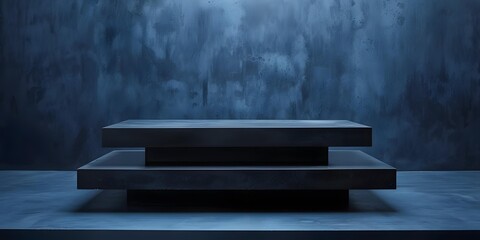 Blue Concrete Wall with Three Level Platform