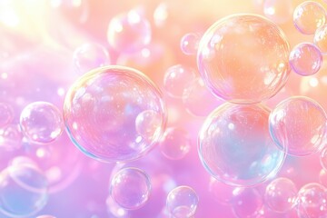 Detailed background featuring floating translucent bubbles of various sizes, set against a smooth gradient backdrop